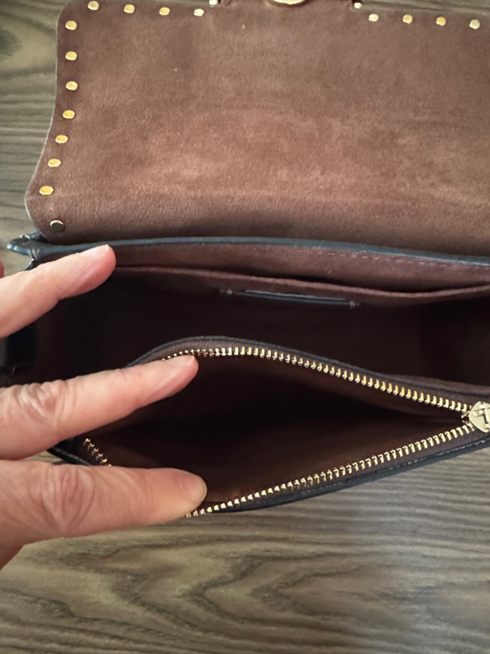 Coach Black and Brown Signature Rivet Morgan Top Handle Satchel Gold Hardware - Picture 12 of 13